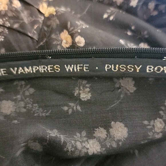 The Vampire's Wife Bow Tie Floral Cotton Mini Dress in Black US 4 - Picture 2 of 6